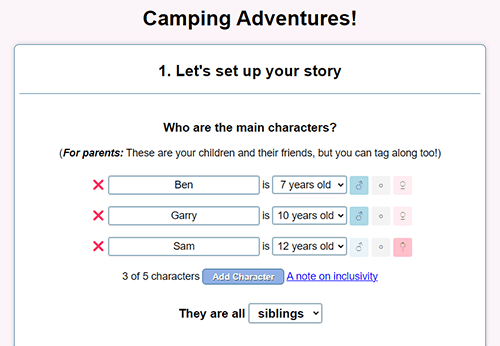 Set the characters in the story